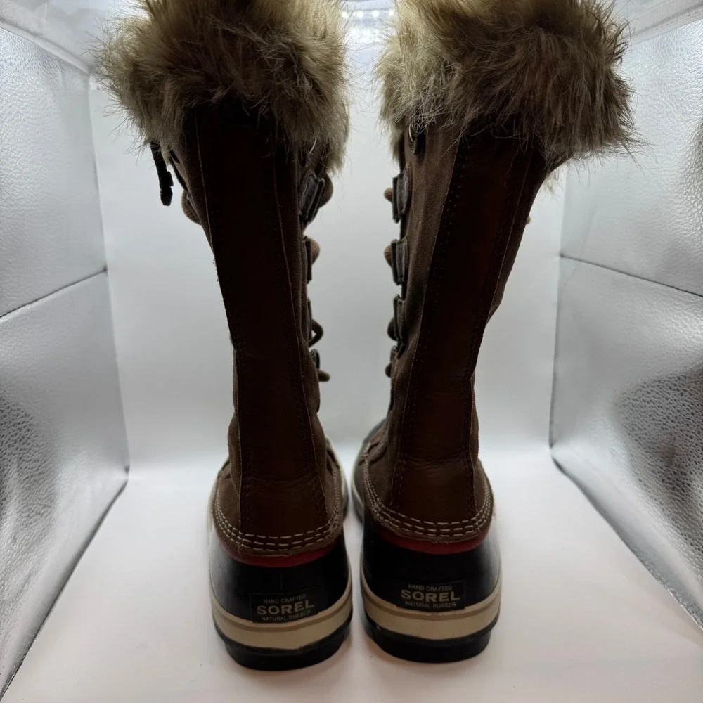Sorel Joan of Arctic Waterproof Winter Boots Brown Suede Faux Fur NL2434-265 9.5